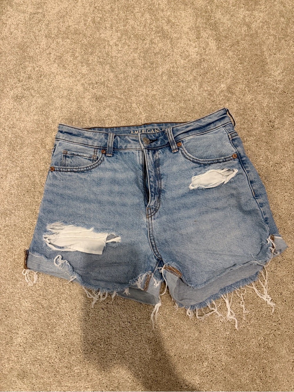 American Eagle Outfitters Light Blue Distressed Denim Cutoff Shorts